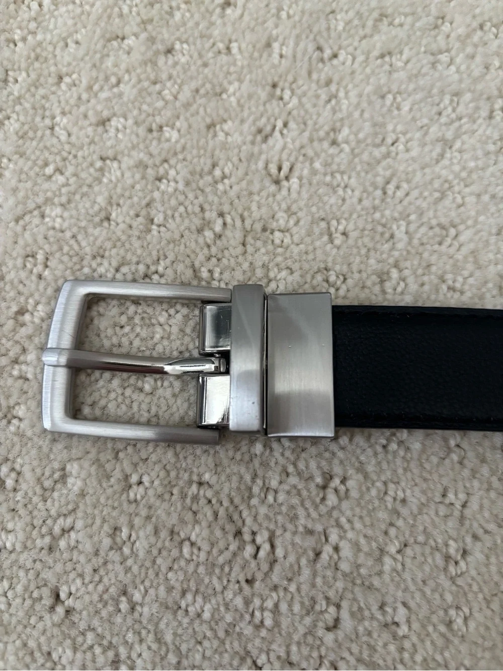 Youth Boys Reversible Black & Brown Leather Belt with Silver Buckle